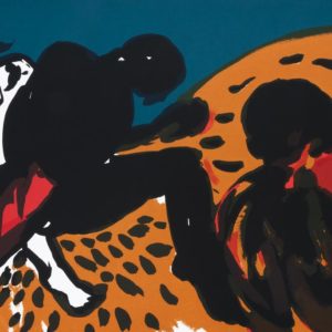 Knechte | Seite aus: Fundevogel. Märchen der Gebrüder Grimm. Siebdruck, 8farbig. 40 × 30 cm. 2004
