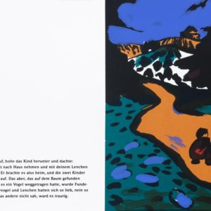 Lenchen | Seite aus: Fundevogel. Märchen der Gebrüder Grimm. Siebdruck, 8farbig. 40 × 30 cm. 2004