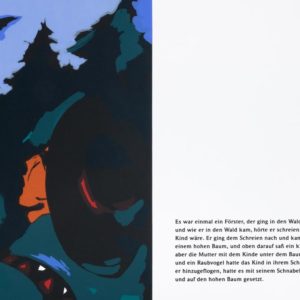 Wald | Seite aus: Fundevogel. Märchen der Gebrüder Grimm. Siebdruck, 8farbig. 40 × 30 cm. 2004